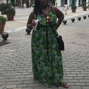 Black and green dress